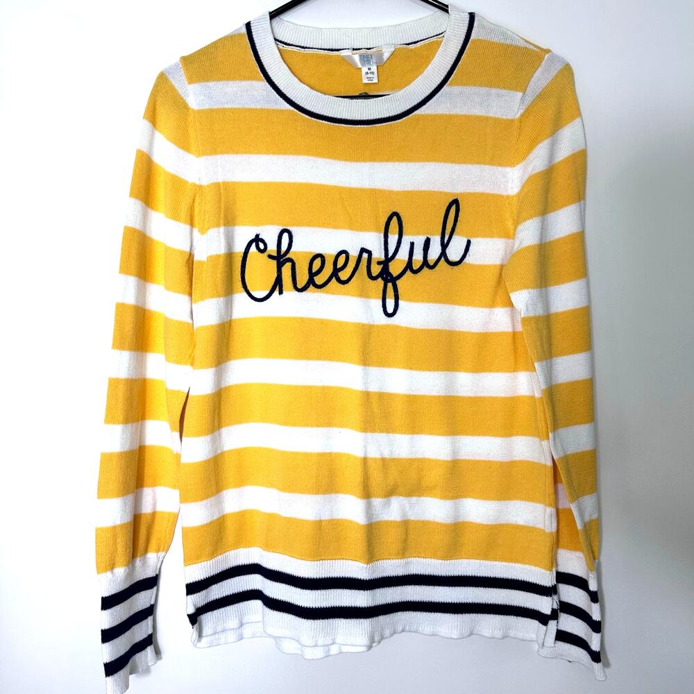 Time and Tru "Cheerful" Logo Cotton Sweater Medium - Picture 4 of 7